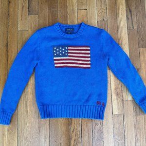 RL Flag Sweater, Kid's Size M (10-12), Royal Blue